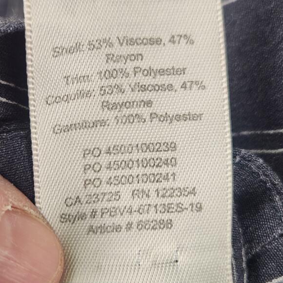 Wilfred Aritzia Paperbag Pants Women L Black Cream Striped Wide Leg Cropped - Picture 12 of 15